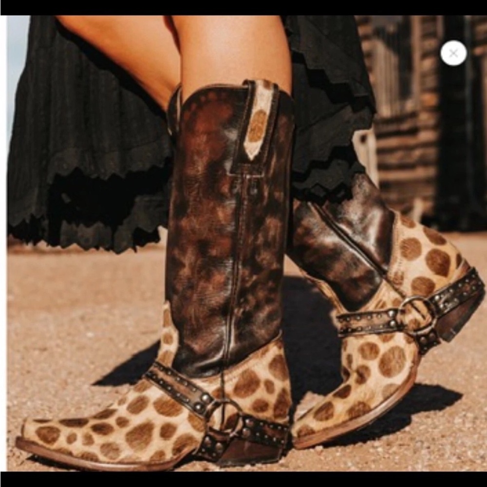 Freebird Lusitano Leopard Western Ponyhair Boots **New***